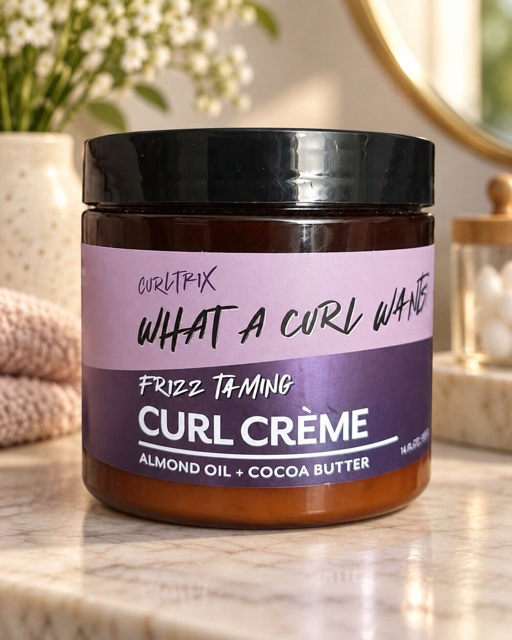 CurlTrix What A Curl Wave Frizz Taming Curl Crème Almond Oil Cocoa Butter